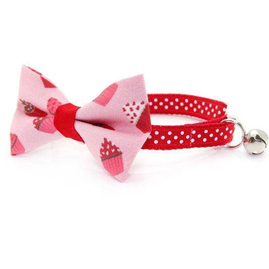 Conjunto de collar y pajarita para gato - Cupcake rosa